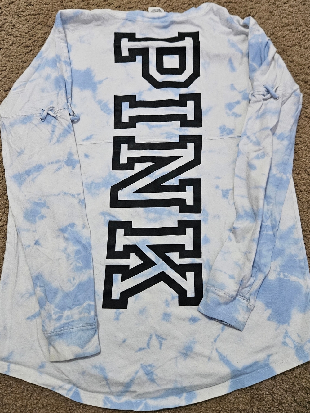 PINK Victoria's Secret Oversized Tie Dye Spellout Long Sleeved Tee